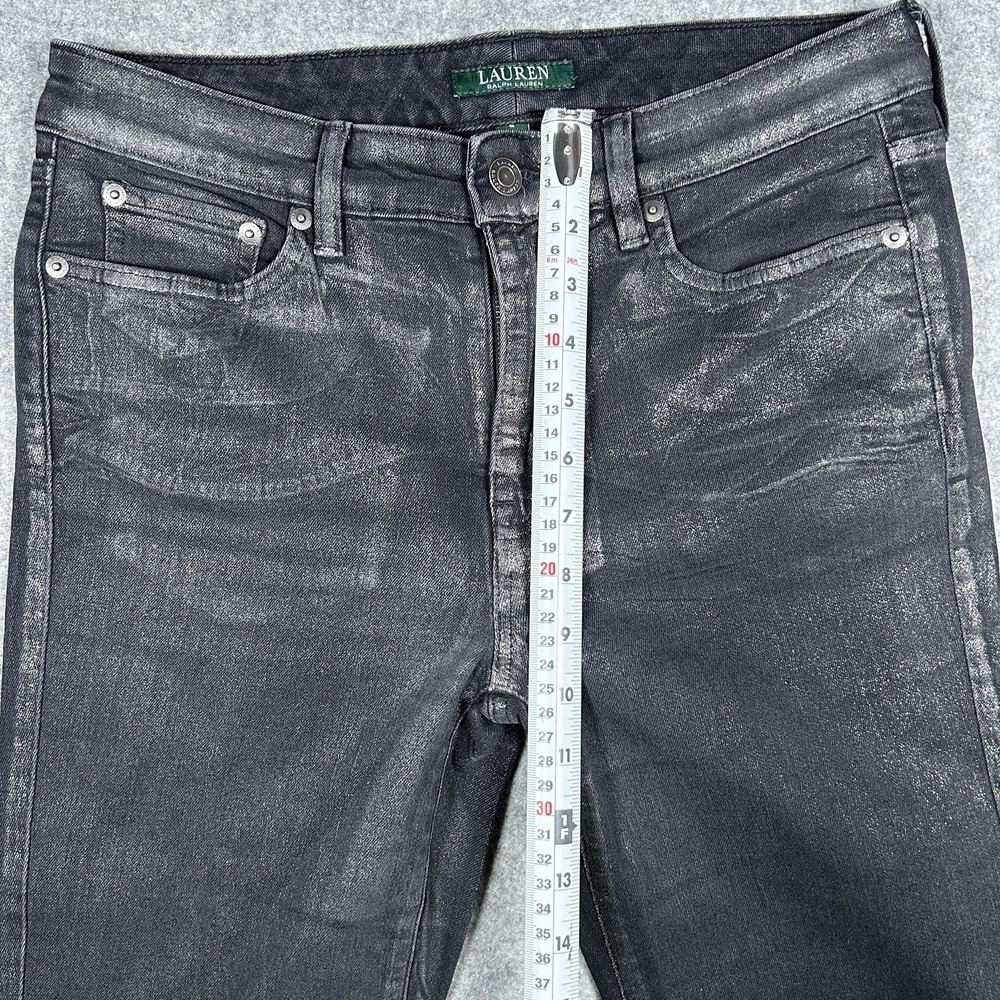 Lauren Ralph Lauren Jeans Womens Size 6 30x29 Black Classic Skinny Waxed - Picture 8 of 16